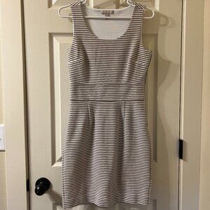 Banana Republic White & Tan Striped Sleeveless Dress Size 2 Petite